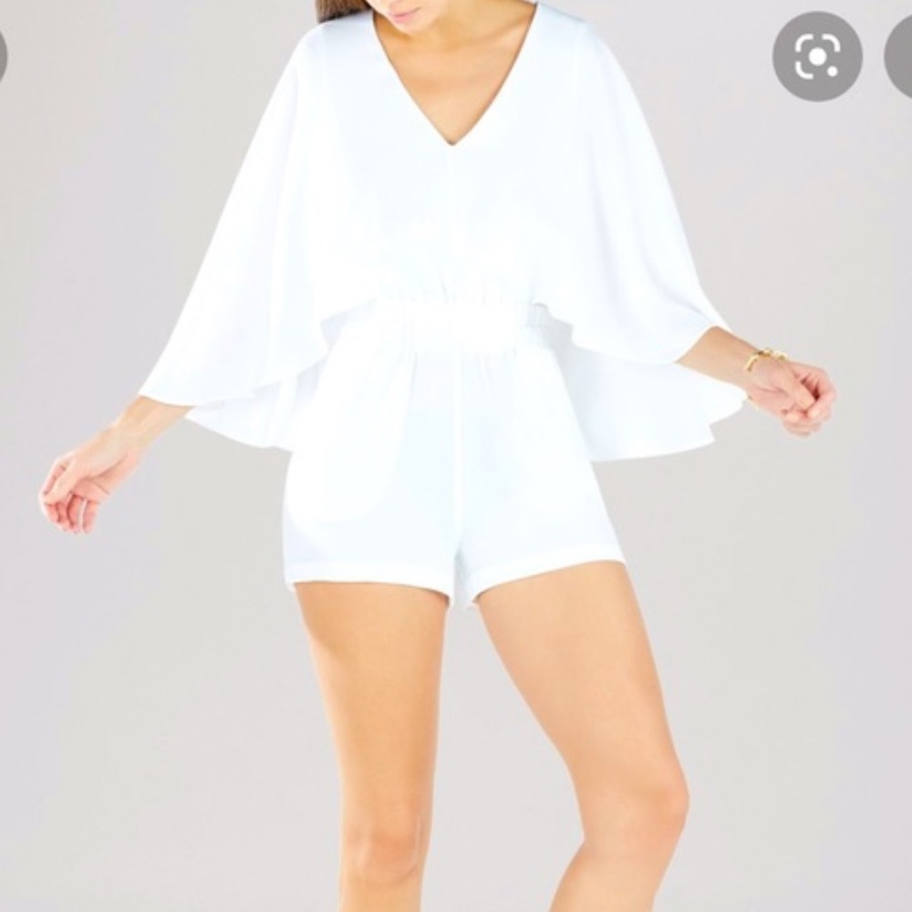 Chicwish Caped White V-Neck Romper